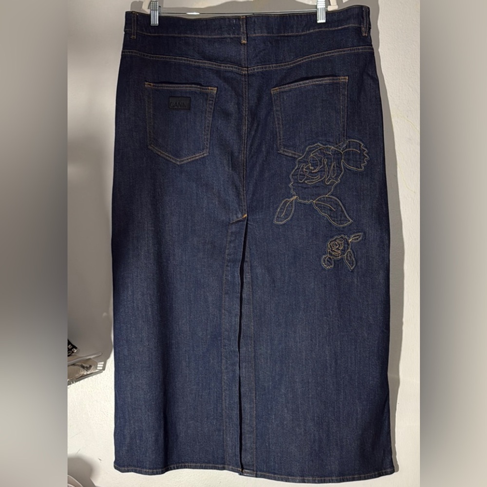 NWT GANNI Rinse Rose Denim Maxi Skirt euro 52 us L to XL - Picture 8 of 9